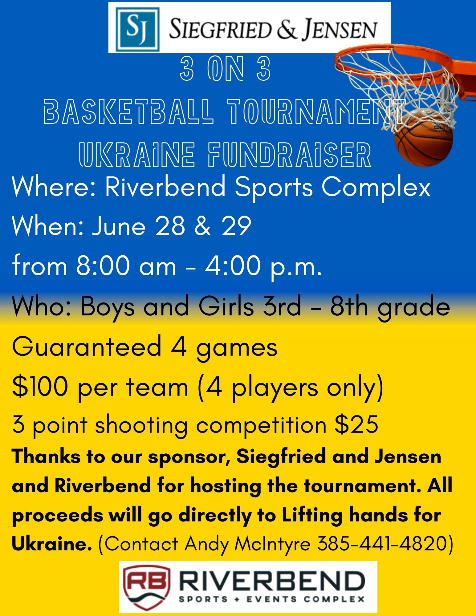 3 on 3 Ukraine Fundraiser tournament West Jordan, Utah